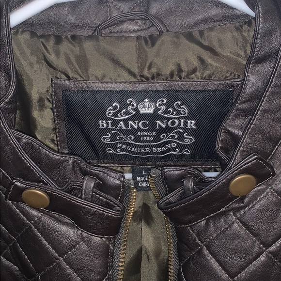 Blanc Noir Black Leather Zip-Up Jacket- Large - Picture 4 of 4